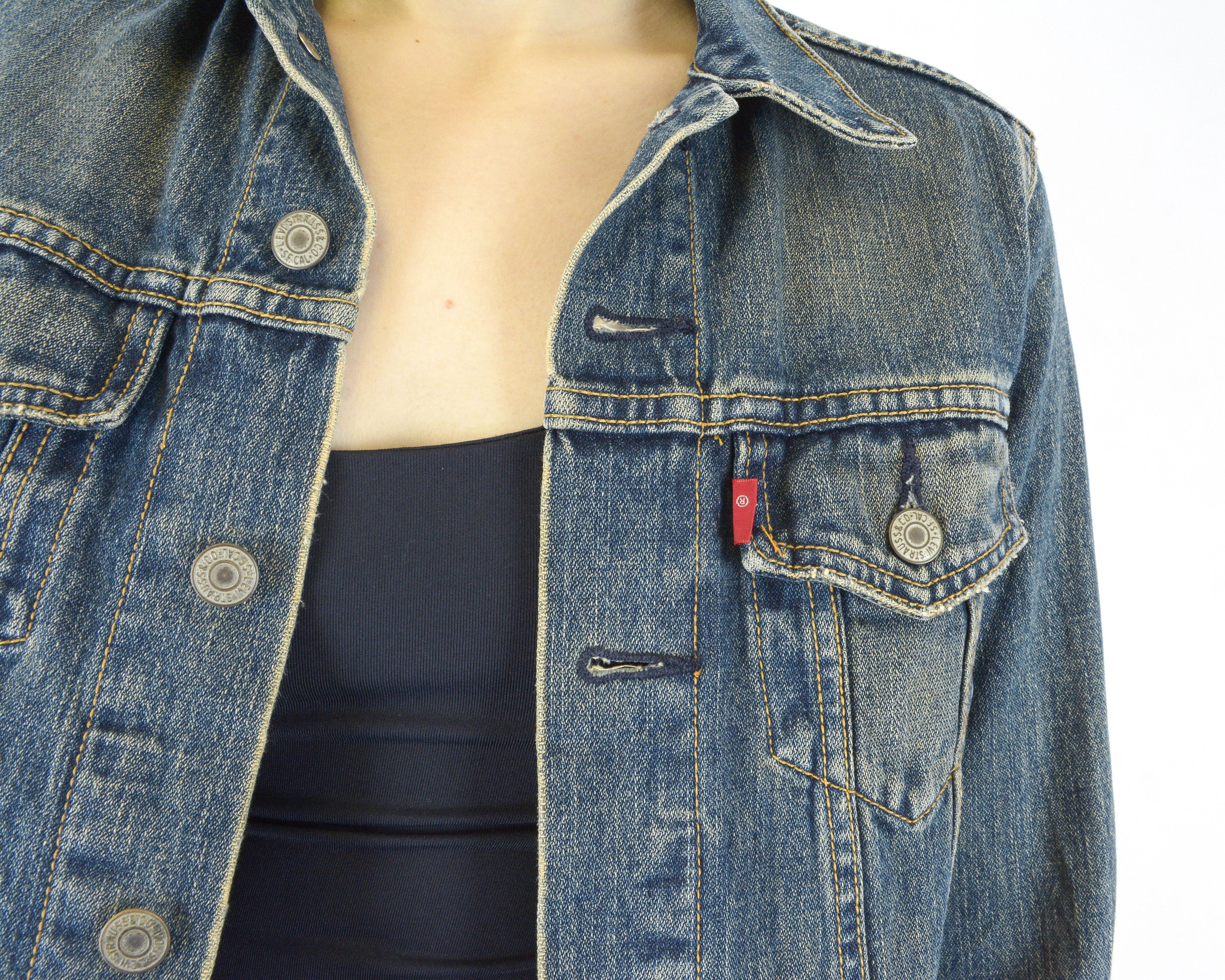 Levi's × Levi's Vintage Clothing × Vintage S Denim Jean Jacket Cropped Blue Button Up Trucker Cowboy Size S / US 4 / IT 40 - 5 Thumbnail