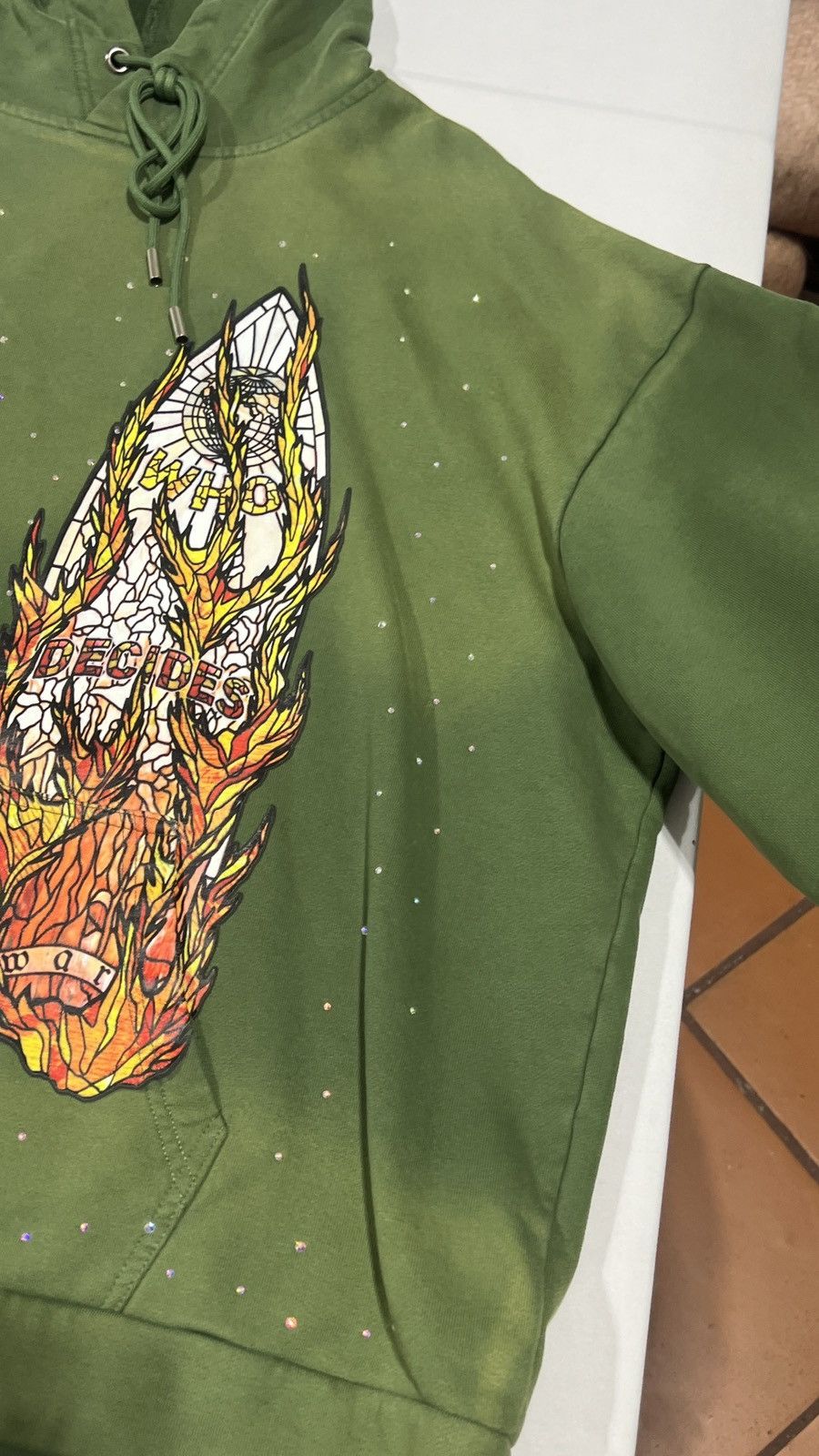 Who Decides War Who Decides War Rhinestone Green Hoodie Size US L / EU 52-54 / 3 - 5 Thumbnail