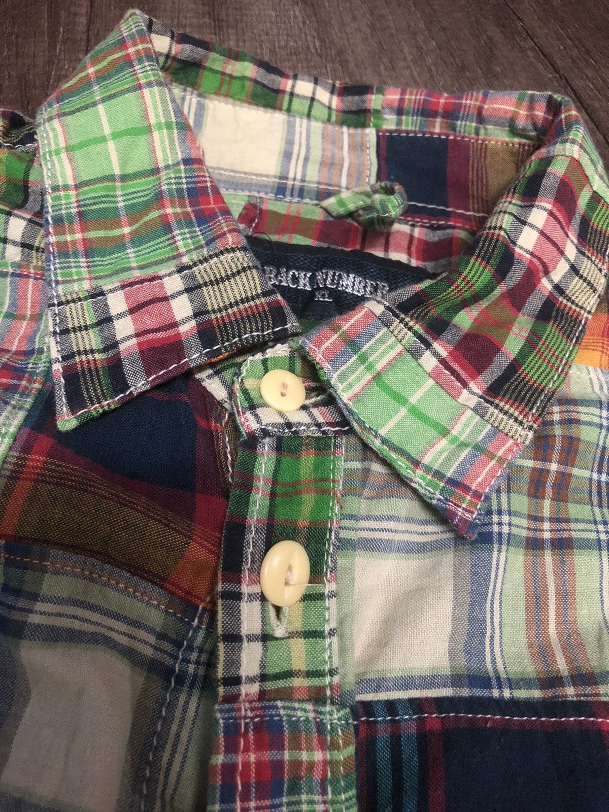 Flannel × Vintage VINTAGE BACK NUMBER PATCHWORK FLANNEL LONG SLEEVE SHIRT Size US XL / EU 56 / 4 - 15 Thumbnail