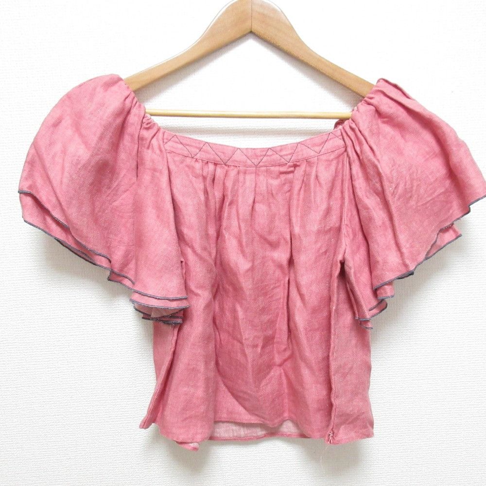 Other Other MYLAN Linen Off Shoulder Gathered Blouse Textile Tops DUTY FREE for USA Size ONE SIZE - 1 Thumbnail