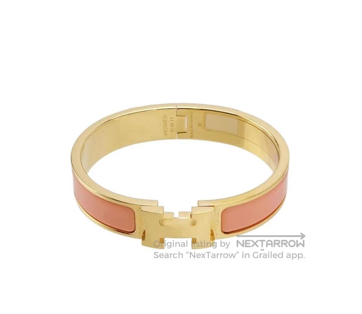 Hermes Hermès Gold Pink H Bracelet PM. Size ONE SIZE - 1 Thumbnail