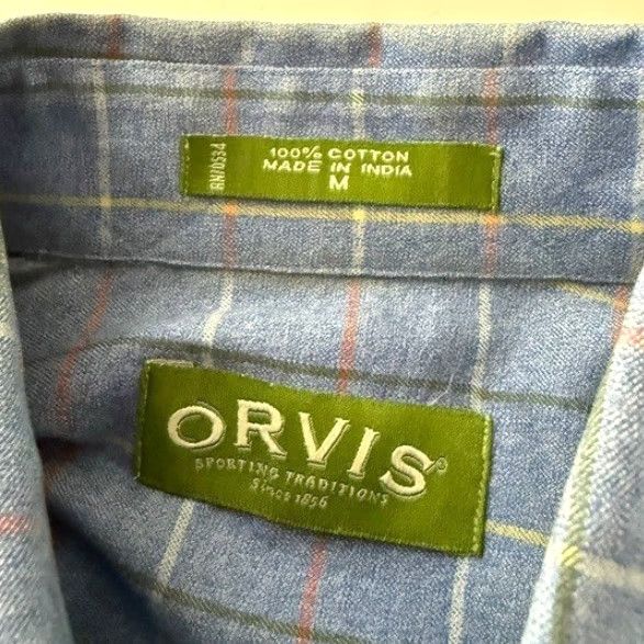Orvis Orvis Button-Down Shirt Blue Long Sleeve Plaid Chest Pocket Medium STAINED Size US M / EU 48-50 / 2 - 6 Thumbnail