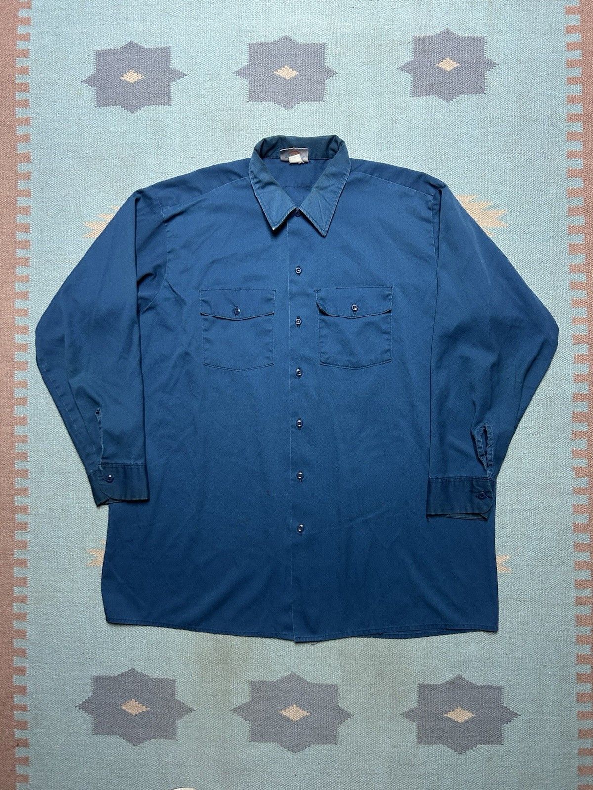 Vintage Vtg 90s work shirt dickies chino twill navy blu workwear XXL Size US XXL / EU 58 / 5 - 1 Thumbnail
