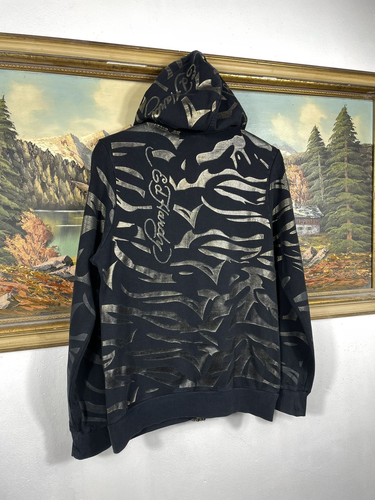 Christian Audigier × Ed Hardy × Vintage Ed Hardy Retro 00s Hoodie With Crystals Affliction Grunge Size XS / US 0-2 / IT 36-38 - 6 Thumbnail
