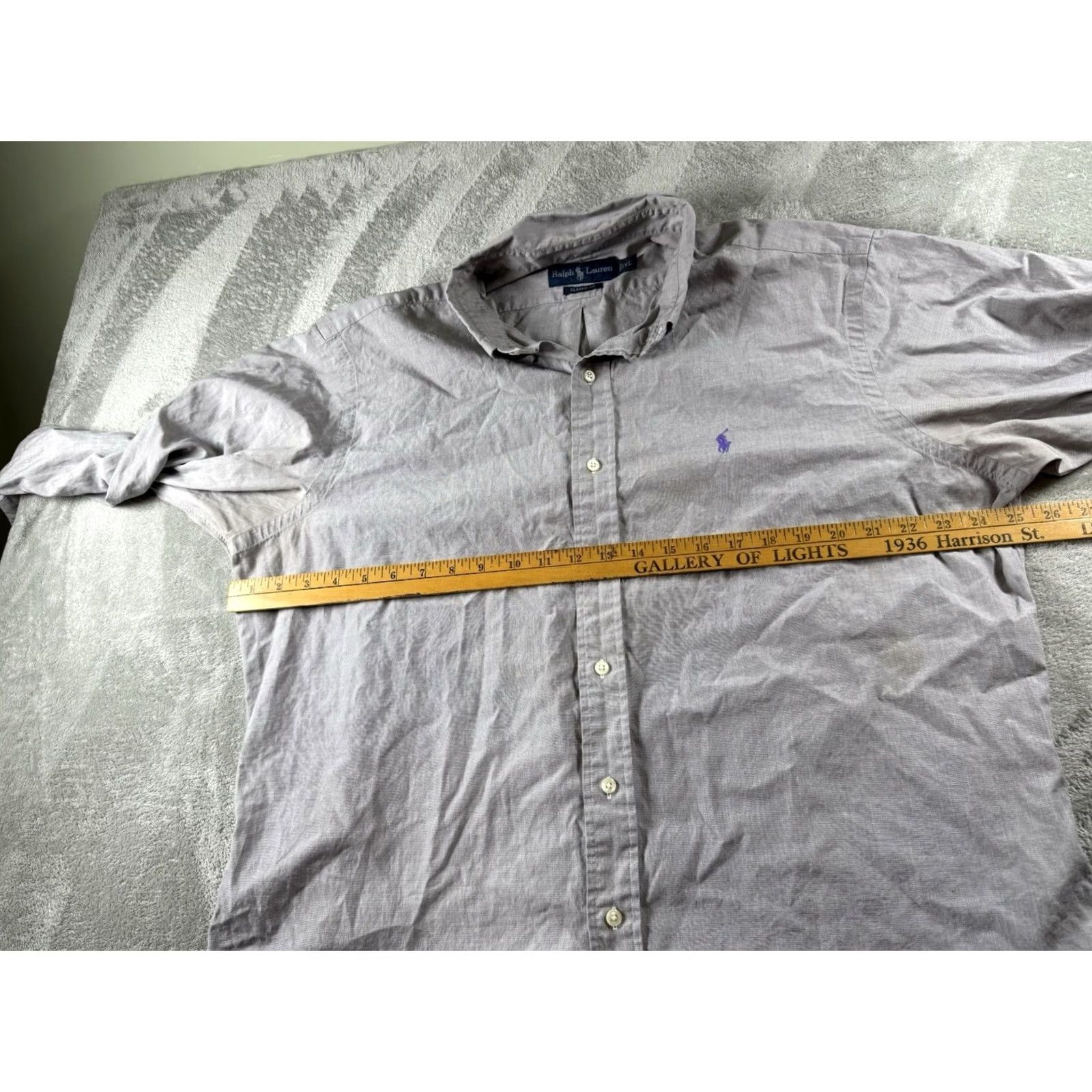 Ralph Lauren Ralph Lauren Mens XL Gray Button Down Shirt Classic Purple Pony Preppy Minimalist Size 46R - 4 Thumbnail