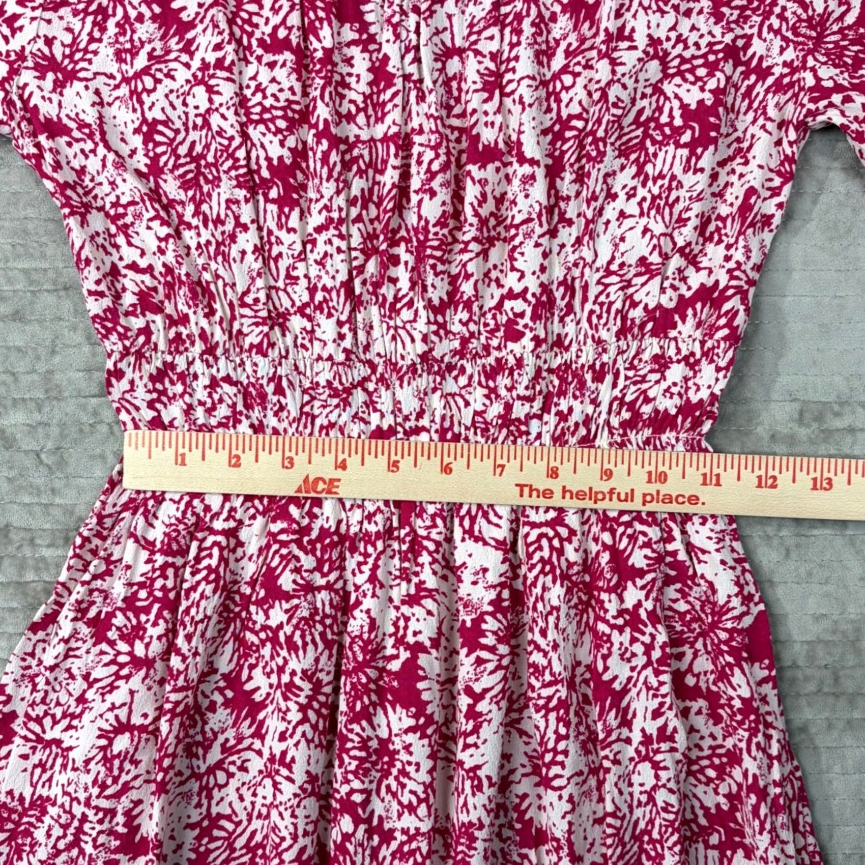 Vintage HD in Paris Anthropologie Pink White Floral V-Neck Smocked Waist Mini Dress Sz 2 Size XS / US 0-2 / IT 36-38 - 3 Thumbnail