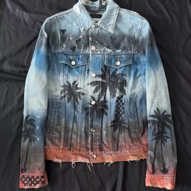 Amiri Amiri Palm Denim Trucker Jacket Size US S / EU 44-46 / 1 - 1 Thumbnail