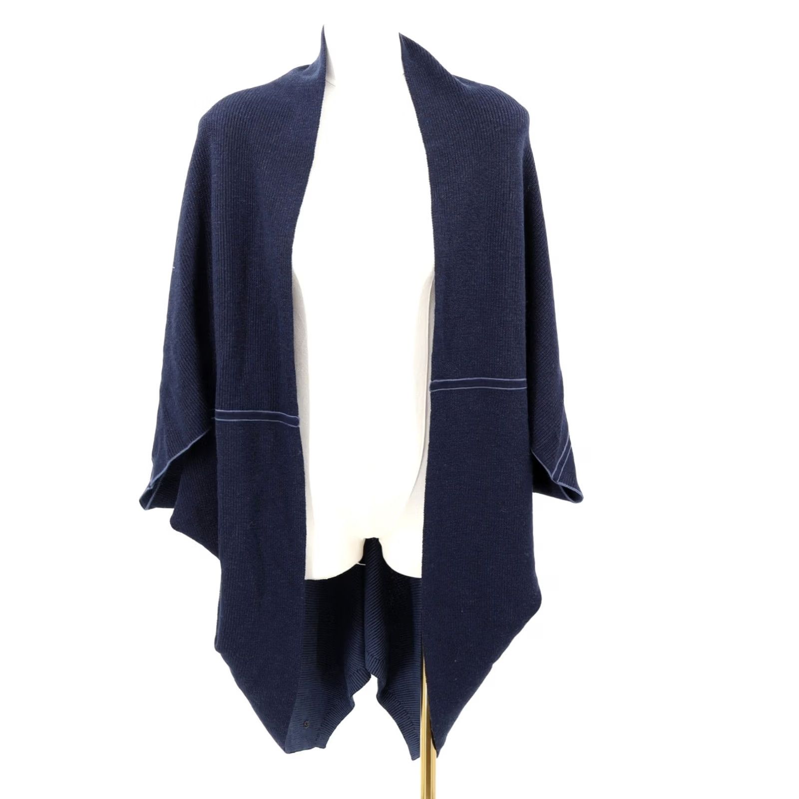 Lululemon Lululemon Exaltation Wrap Reversible Code Blue True Navy Merino Wool One Size Women Sweater Wrap Shirts? Size ONE SIZE - 3 Thumbnail