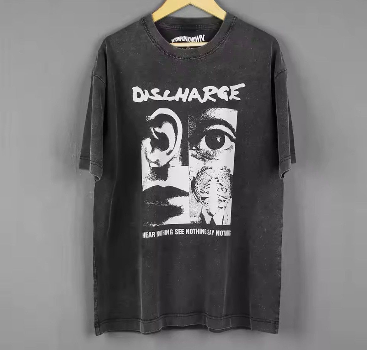 Japanese Brand × Vintage Discharge "Hear Nothing See Nothing" Graphic Printed Tshirt Size US S / EU 44-46 / 1 - 1 Thumbnail