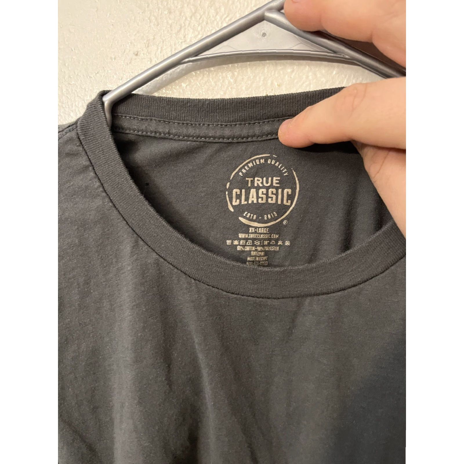 Vintage True Classic Crew Neck T Shirt Mens 2XL Gray Solid Stretch Size US XXL / EU 58 / 5 - 2 Thumbnail