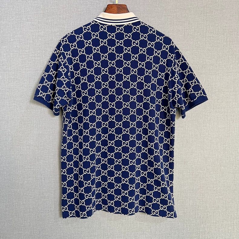 Gucci Gucci Blue full-print embroidered logo lapel short sleeve 2 Size US M / EU 48-50 / 2 - 2 Thumbnail