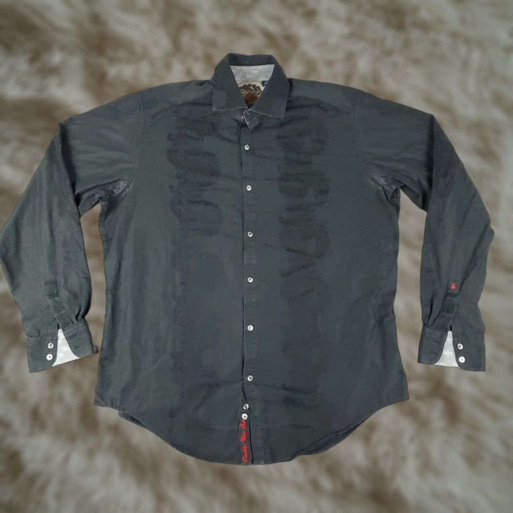 Robert Graham Robert Graham Shirt Mens Size XLT Gray Button Up Long Sleeve Solid Casual Flip Cuff Size US XL / EU 56 / 4 - 1 Thumbnail
