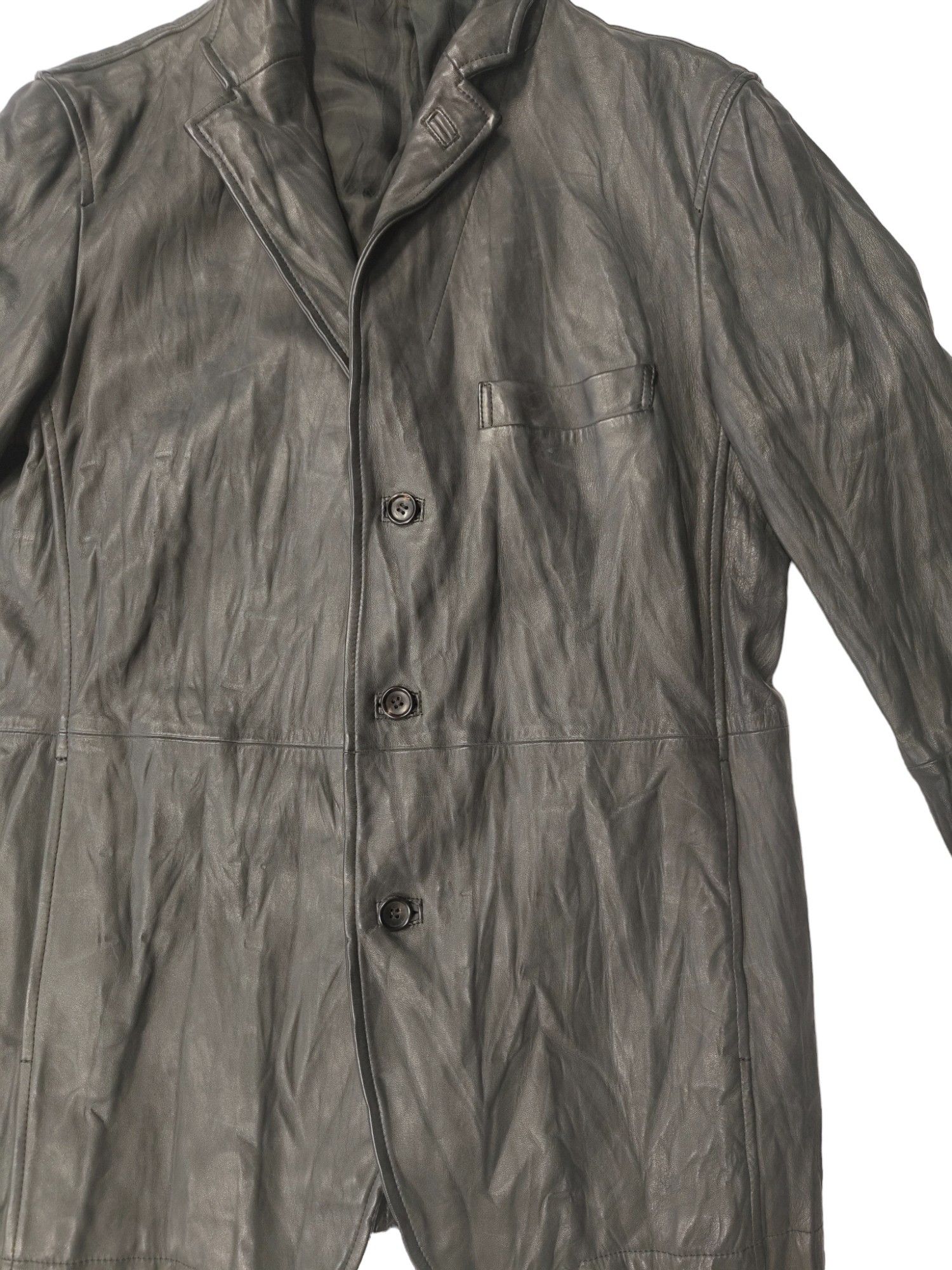 Issey Miyake Issey Miyake Grey Leather Blazer Coat Size US XL / EU 56 / 4 - 3 Thumbnail