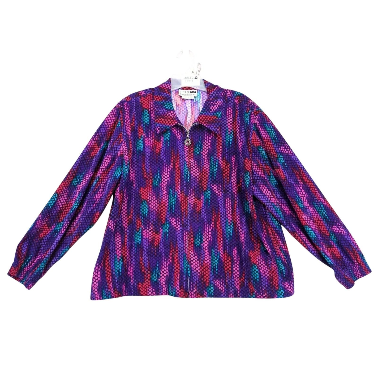 Vintage Leslie Fay Haberdashery Multi Dots Full-Zip 90s Jacket Sz 14 Size XL / US 12-14 / IT 48-50 - 1 Thumbnail