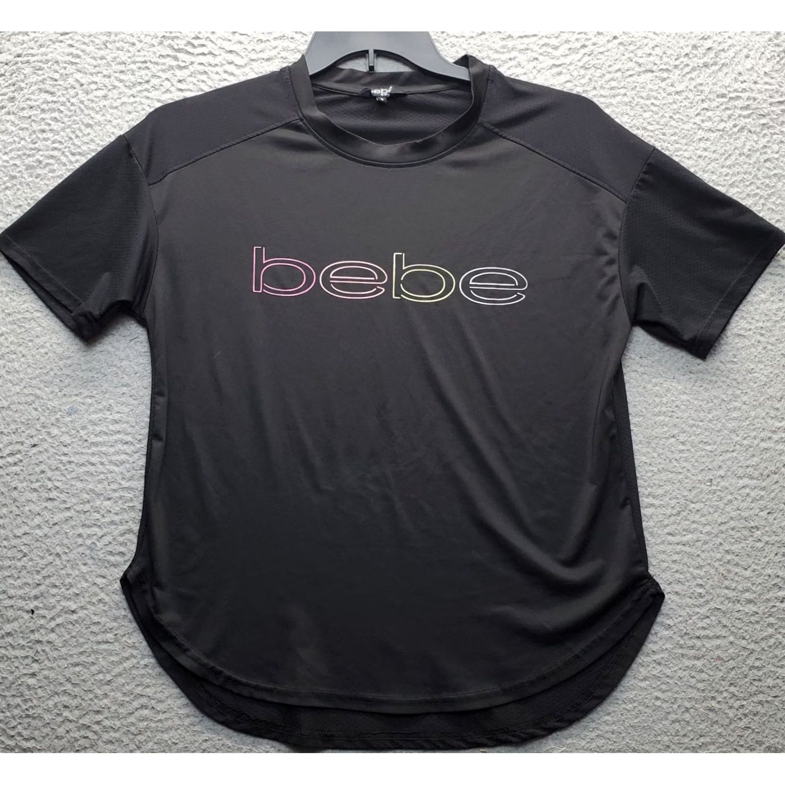 Bebe Nike Bebe Sport Shirt Womens S Black Round Hem Pullover Logo Interlocking Stretch Shirt Woman S Size S / US 4 / IT 40 - 2 Thumbnail