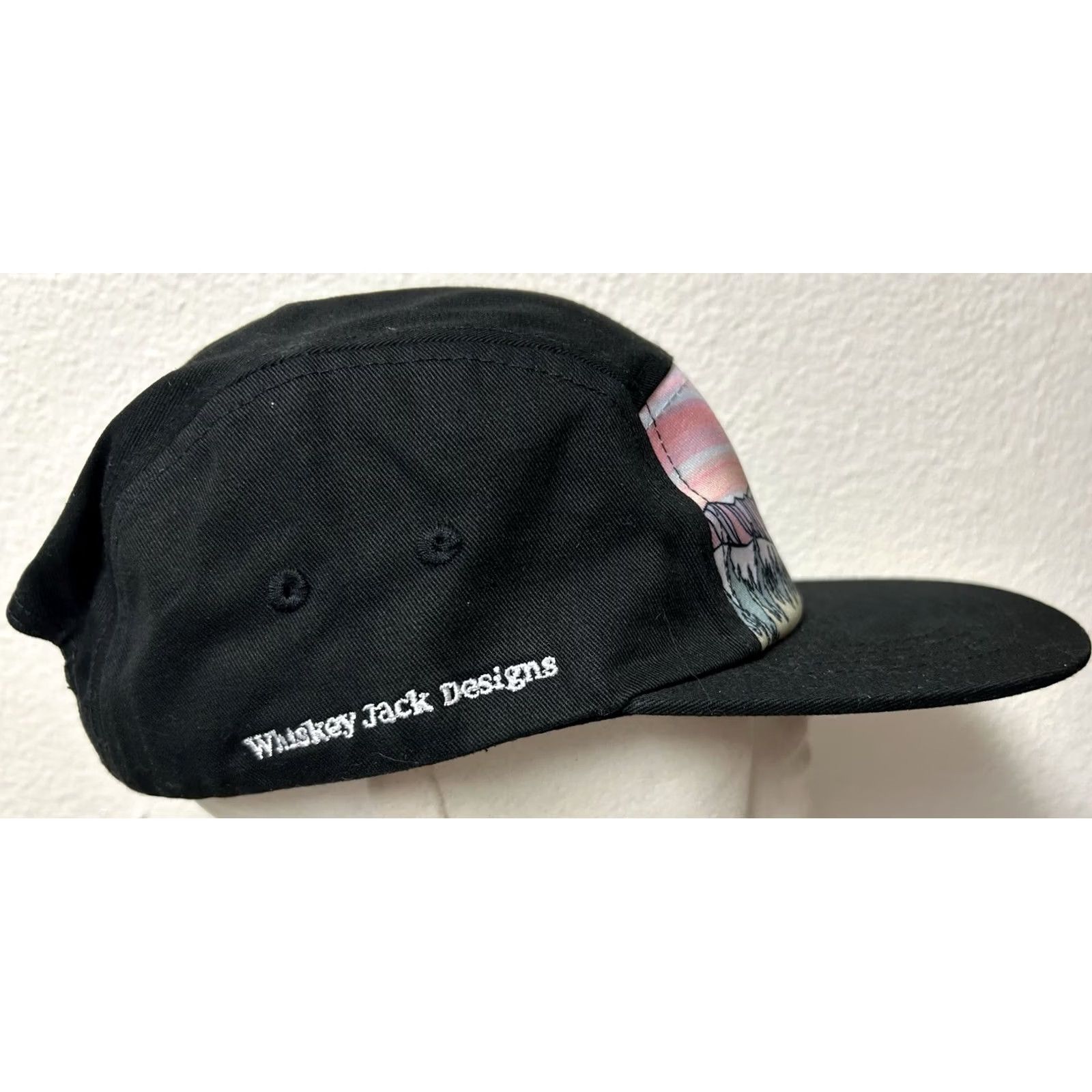 Vintage Whiskey Jack Designs Mountain Sunset Leather Strap Back 5 Panel Hat Cap Size ONE SIZE - 3 Thumbnail