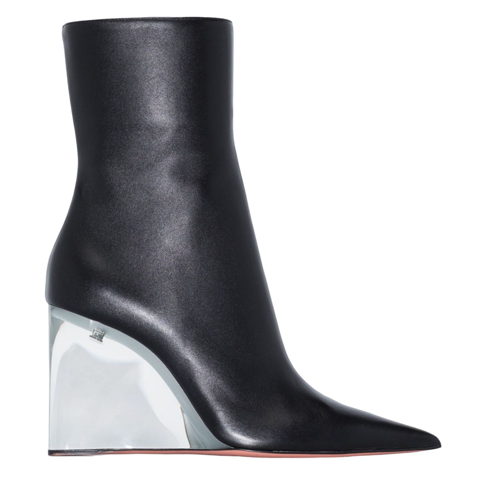 Amina Muaddi Amina Muaddi Pernille Half Glass Black Leather Clear Wedge Size US 8.5 / IT 38.5 - 1 Thumbnail