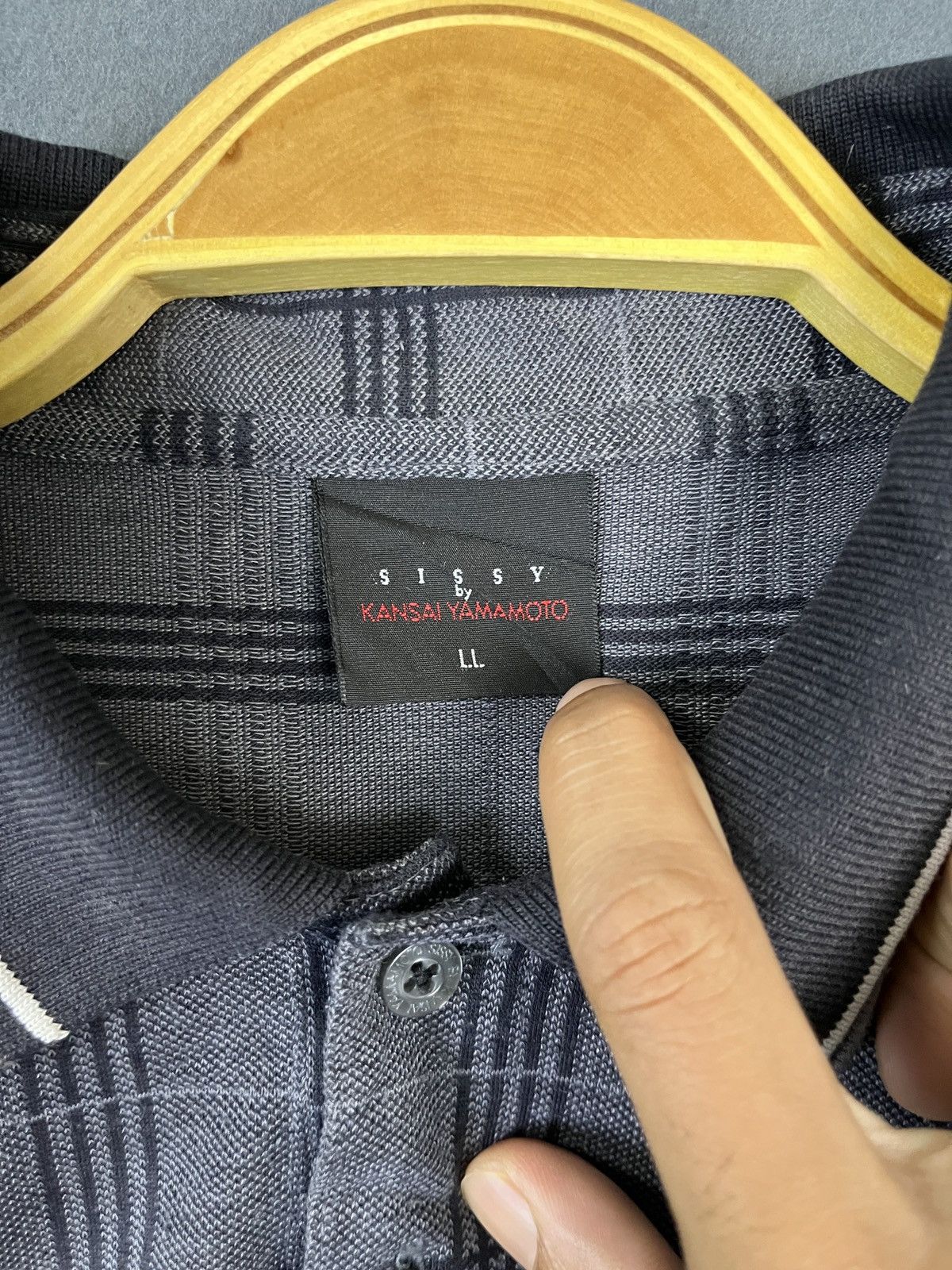 Designer × Japanese Brand × Kansai Yamamoto Sissy by Kansai Yamamoto Glen Plaid Polo Tee Long Sleeves Size US L / EU 52-54 / 3 - 8 Thumbnail