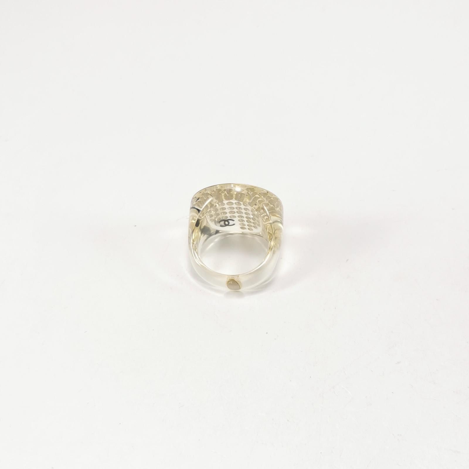 Chanel Chanel Acrylic Crystal Double C Ring Size 14 -z2505 Size ONE SIZE - 4 Thumbnail