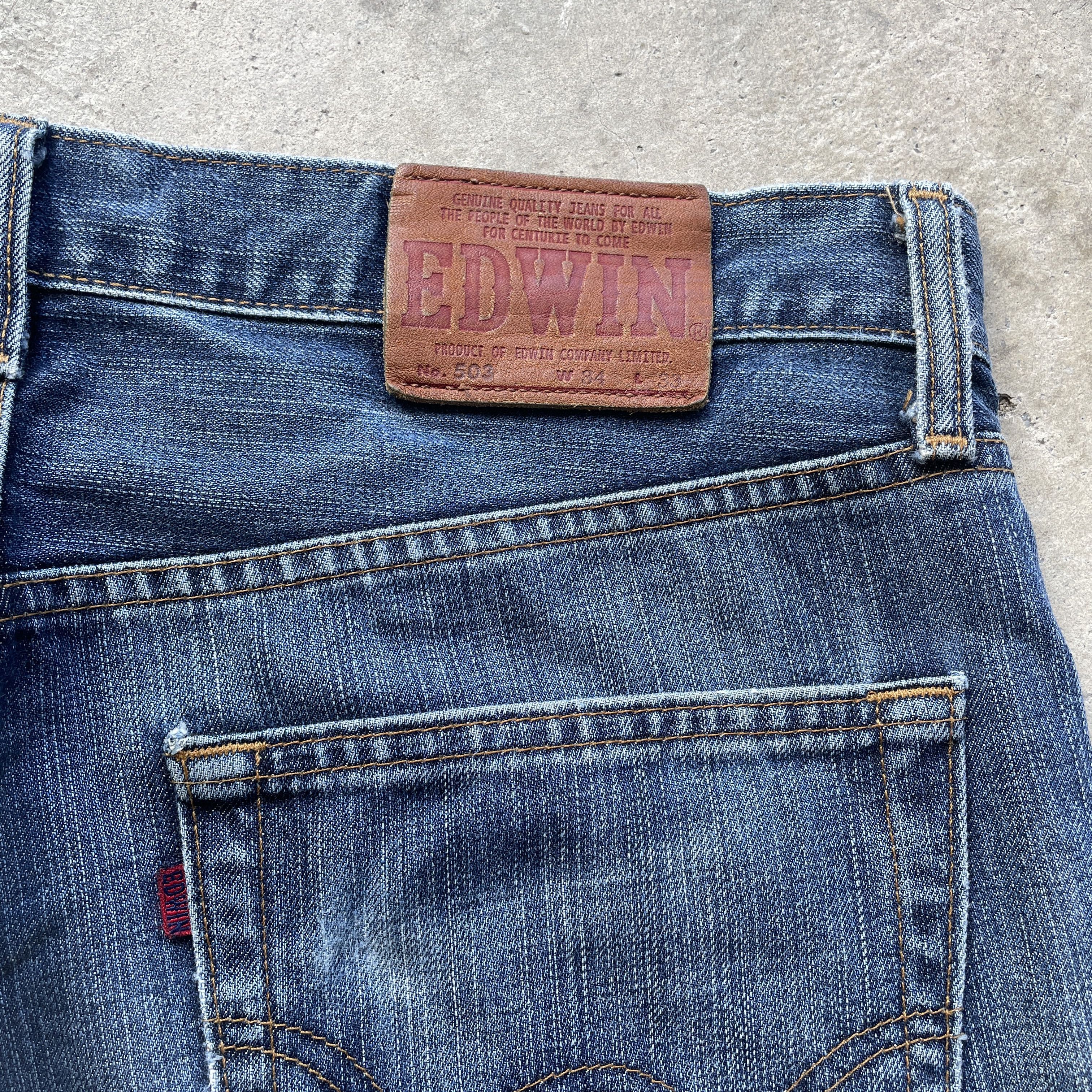 Edwin × Japanese Brand W35 VINTAGE EDWIN FADED JEANS BAGGY DENIM PANTS Size US 35 - 8 Thumbnail