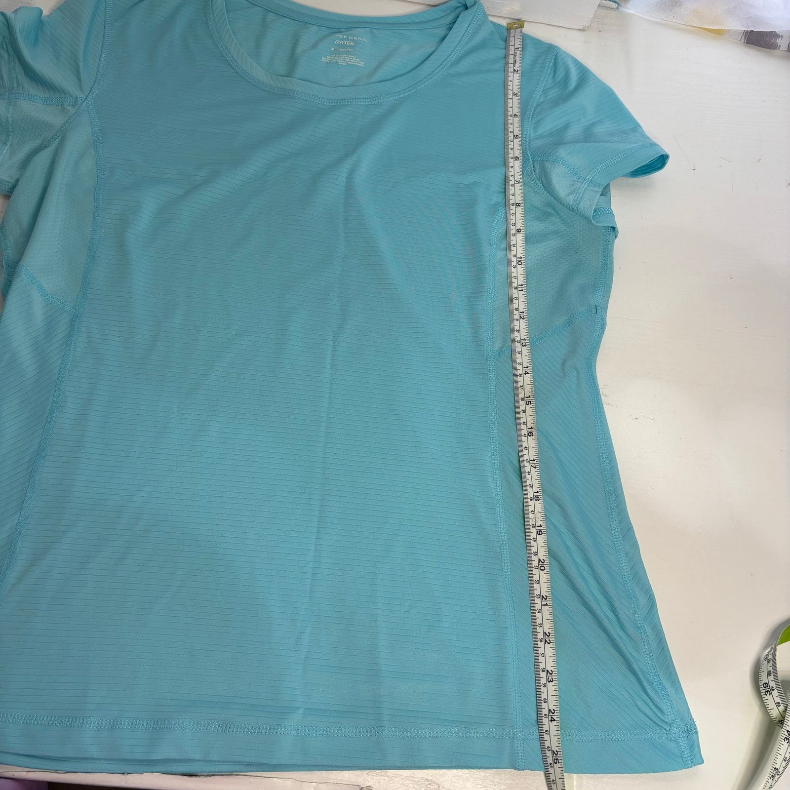 Tek Gear Tek Gear DryTek Light Blue Shadow Stripe Athletic Tee XL Size XL / US 12-14 / IT 48-50 - 6 Thumbnail