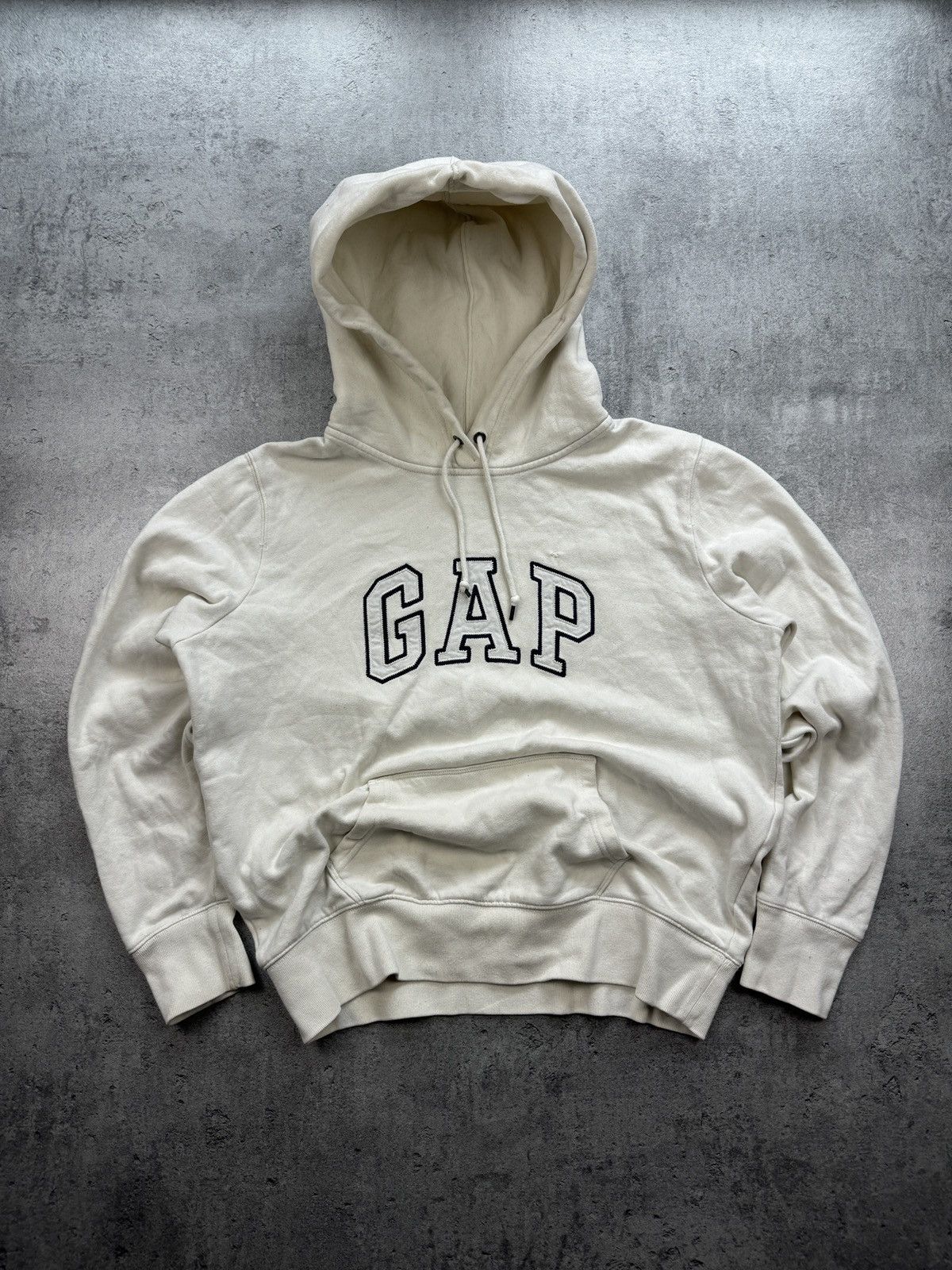 Gap × Vintage GAP boxy hoodie beige vintage spellout logo rap skate y2k Size US M / EU 48-50 / 2 - 1 Thumbnail
