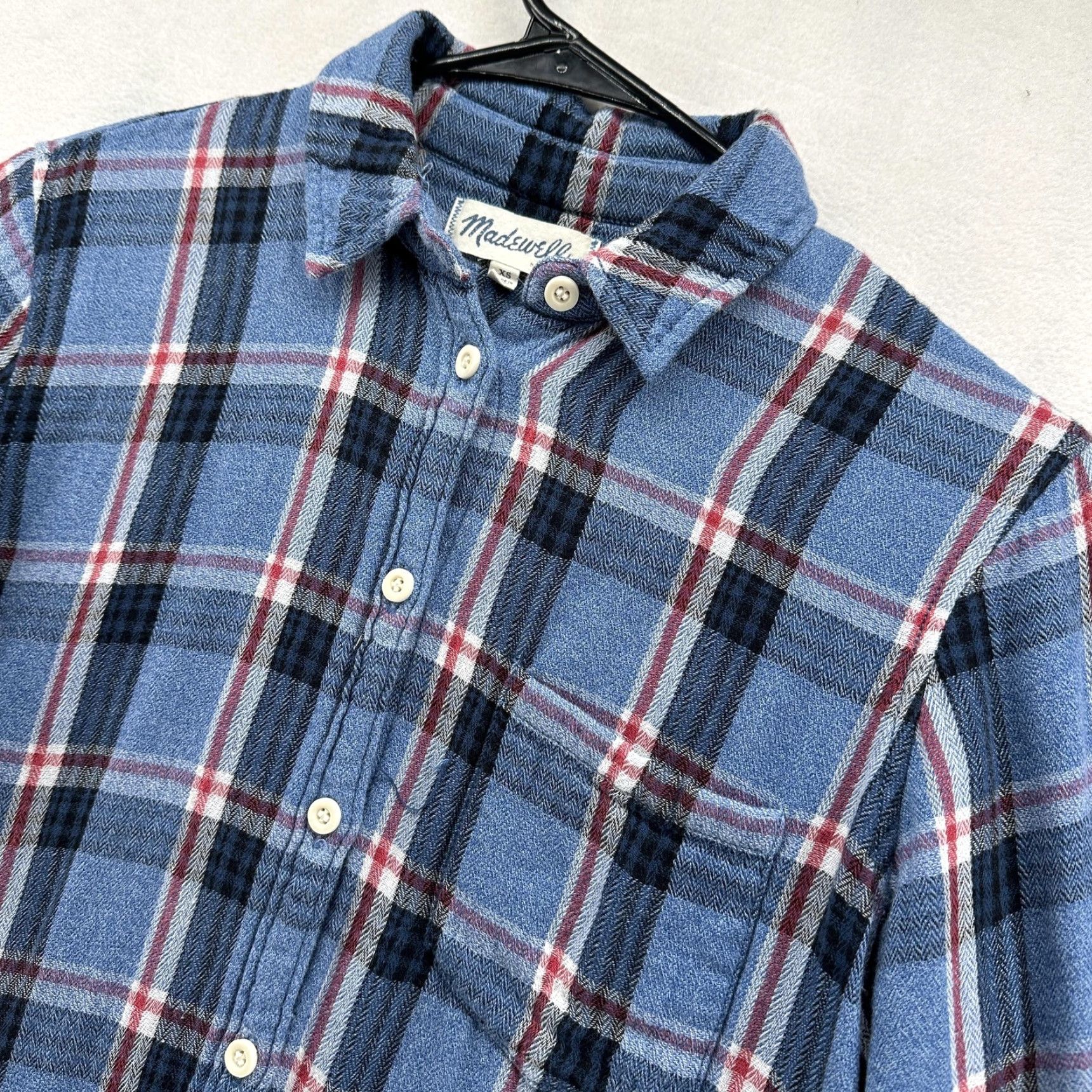 Madewell Madewell Flannel Shirt Womens XS Blue Plaid Button Front Cotton Long Sleeve Size XS / US 0-2 / IT 36-38 - 2 Thumbnail