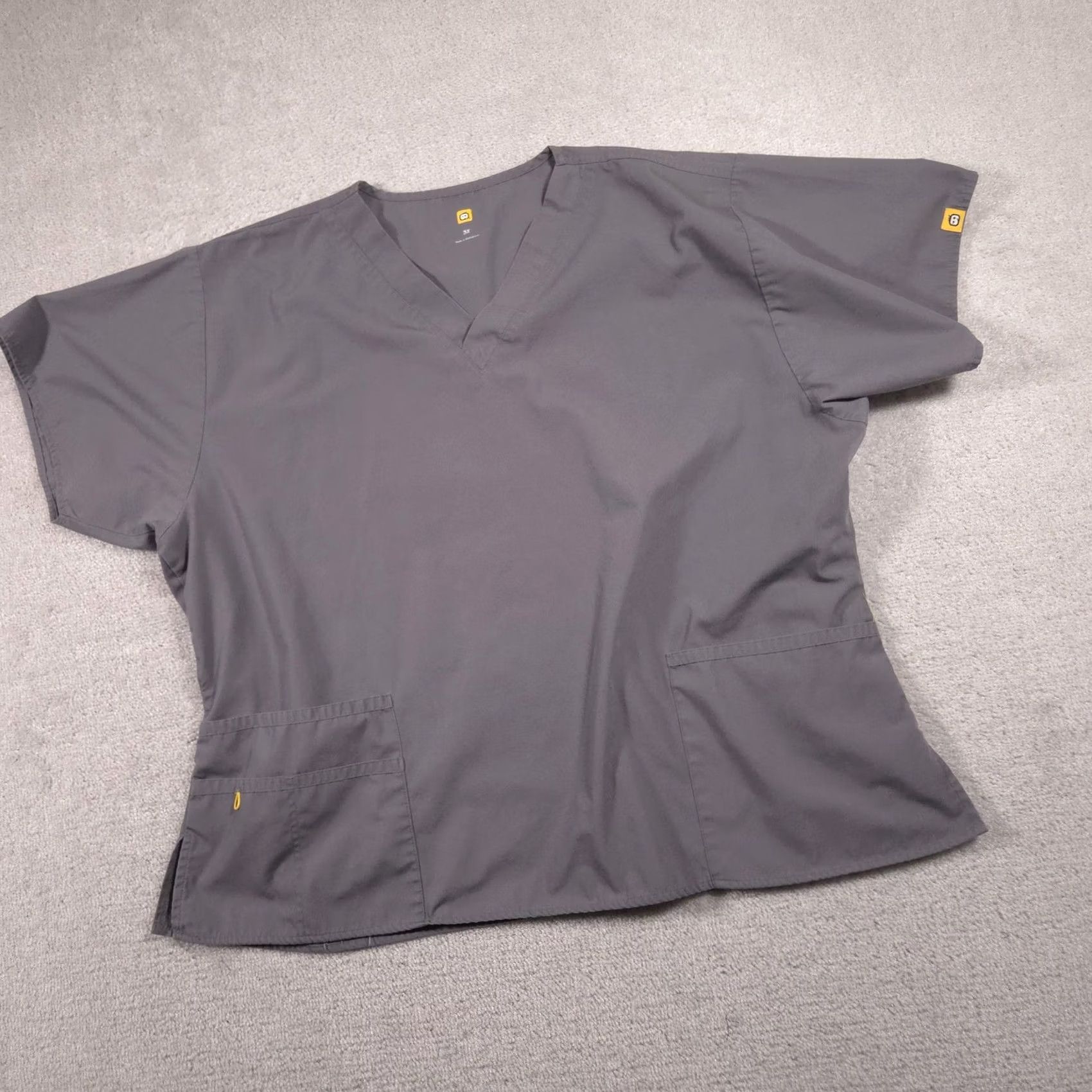 Vintage WonderWink Scrub Top Womens 3X Gray V-Neck Pockets Nursing Medical Tunic Plus Shirt Womens V-Neck Short Sleeve Gray, Plus, T-Shirt Style, 3X Size XXL / US 16-18 / IT 52-54 - 3 Thumbnail