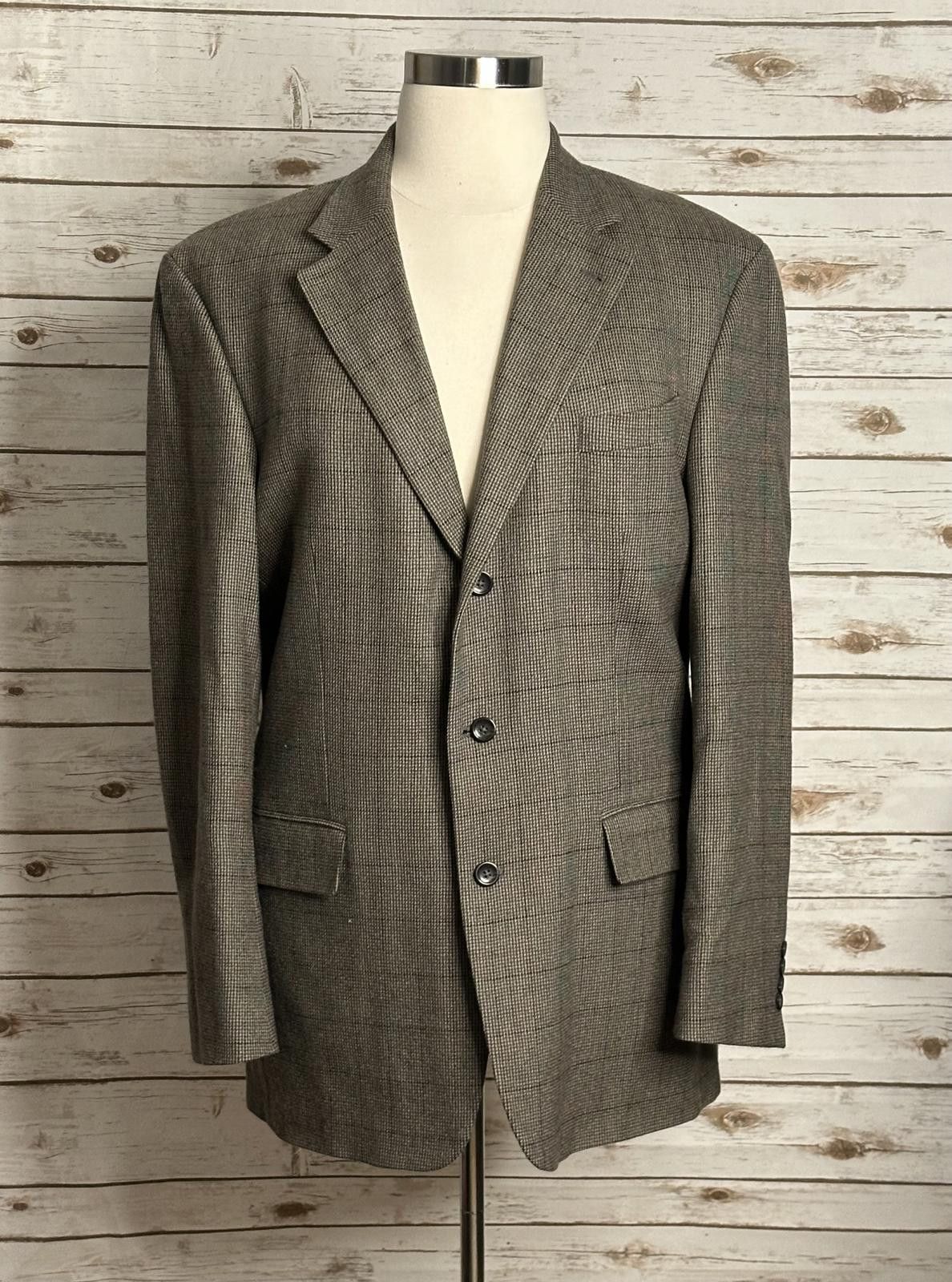 Oscar De La Renta Oscar de la Renta wool plaid single-breasted sportscoat Size 44L - 1 Thumbnail