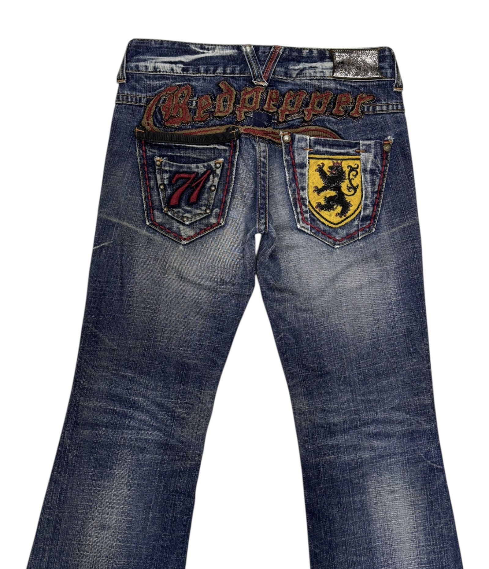Hysteric Glamour × If Six Was Nine × Le Grande Bleu (L.G.B.) Vintage RED PEPPER Bootcut Flare Distressed Denim Jean Size 29" - 3 Thumbnail