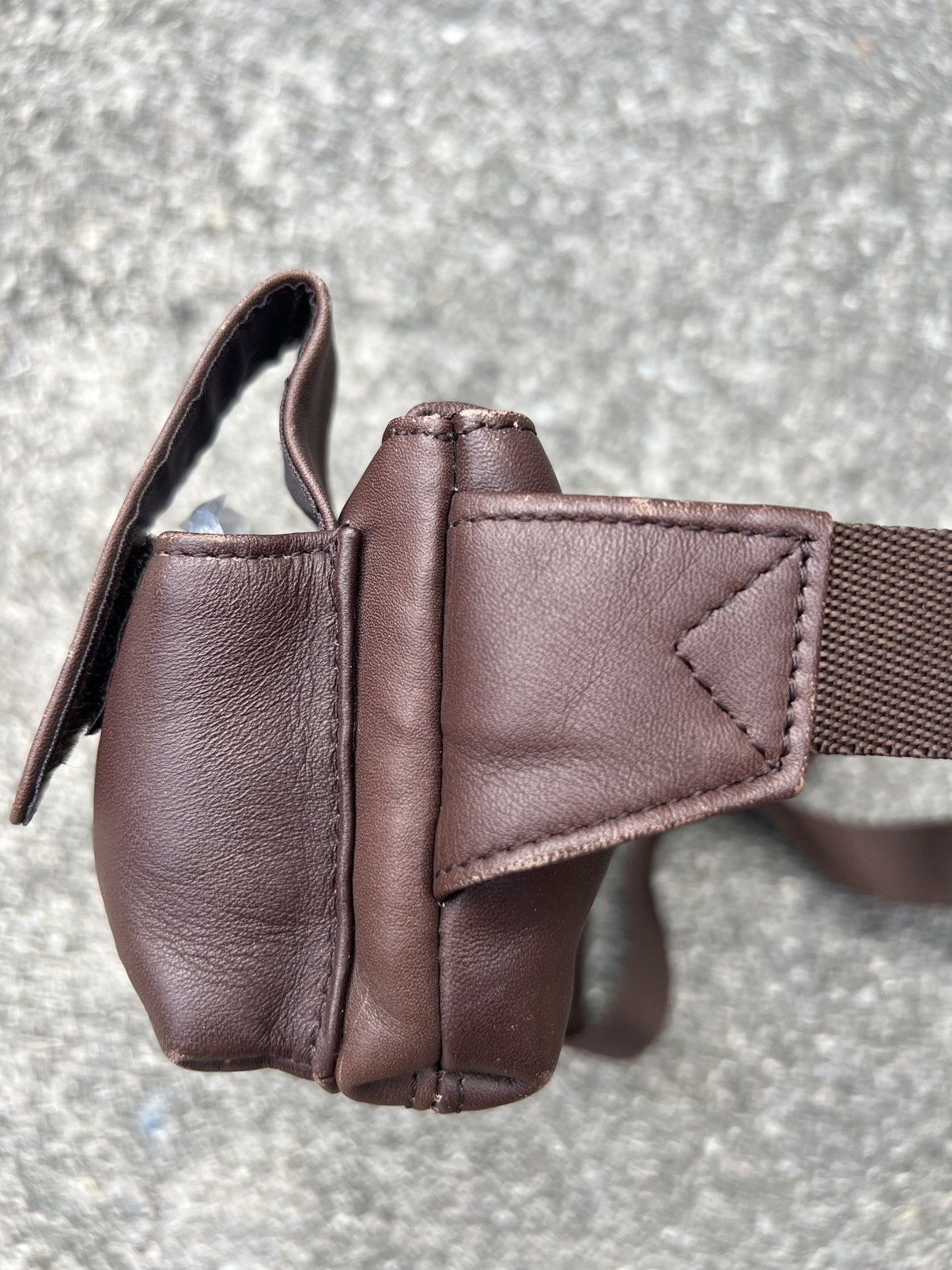 Leather VTG RONSON L.V.ARONSON Patina Brown Leather Mini Pouch Bag Size ONE SIZE - 14 Thumbnail