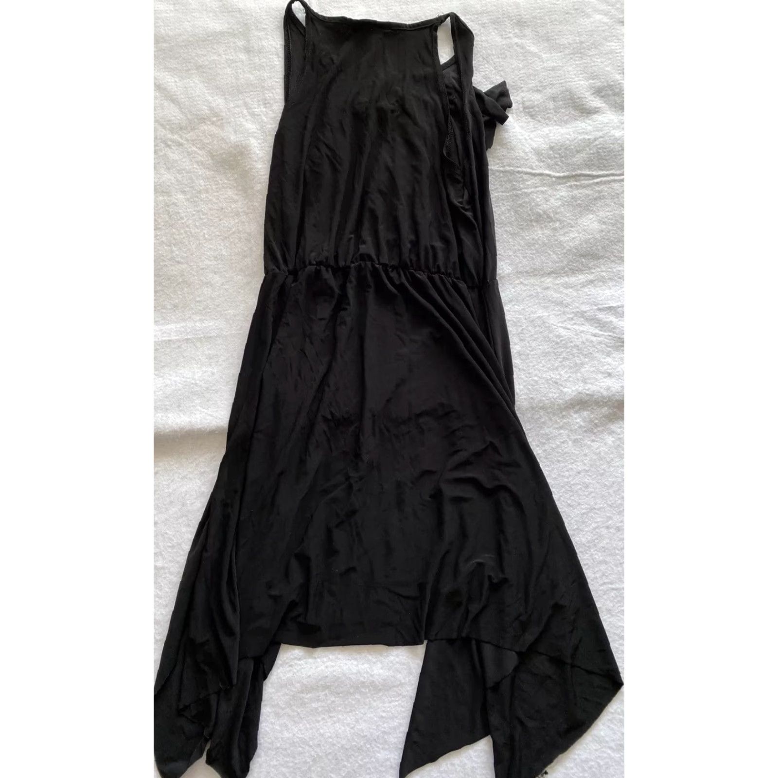 Vintage Abria Sleeveless Dress Black Midi L Women V-Neck Strappy Sleeve Pullover Elastic Waist Casual / 18-33 Regular Size L / US 10 / IT 46 - 6 Thumbnail