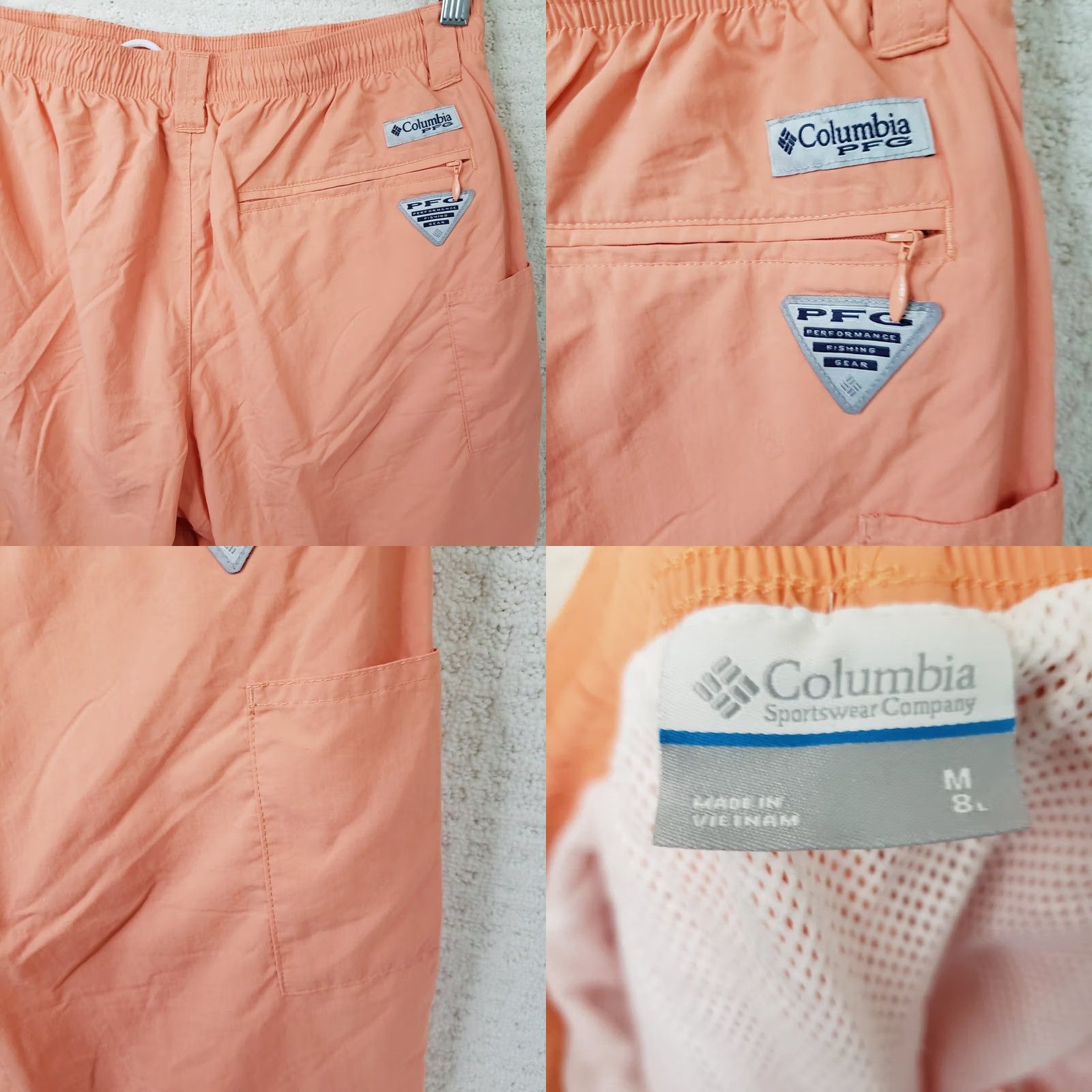 Pinko Columbia PFG Shorts Mens M Pink Pockets Nylon Elastic Waist 6" Lined Fishing NEW Size US 31 - 8 Thumbnail