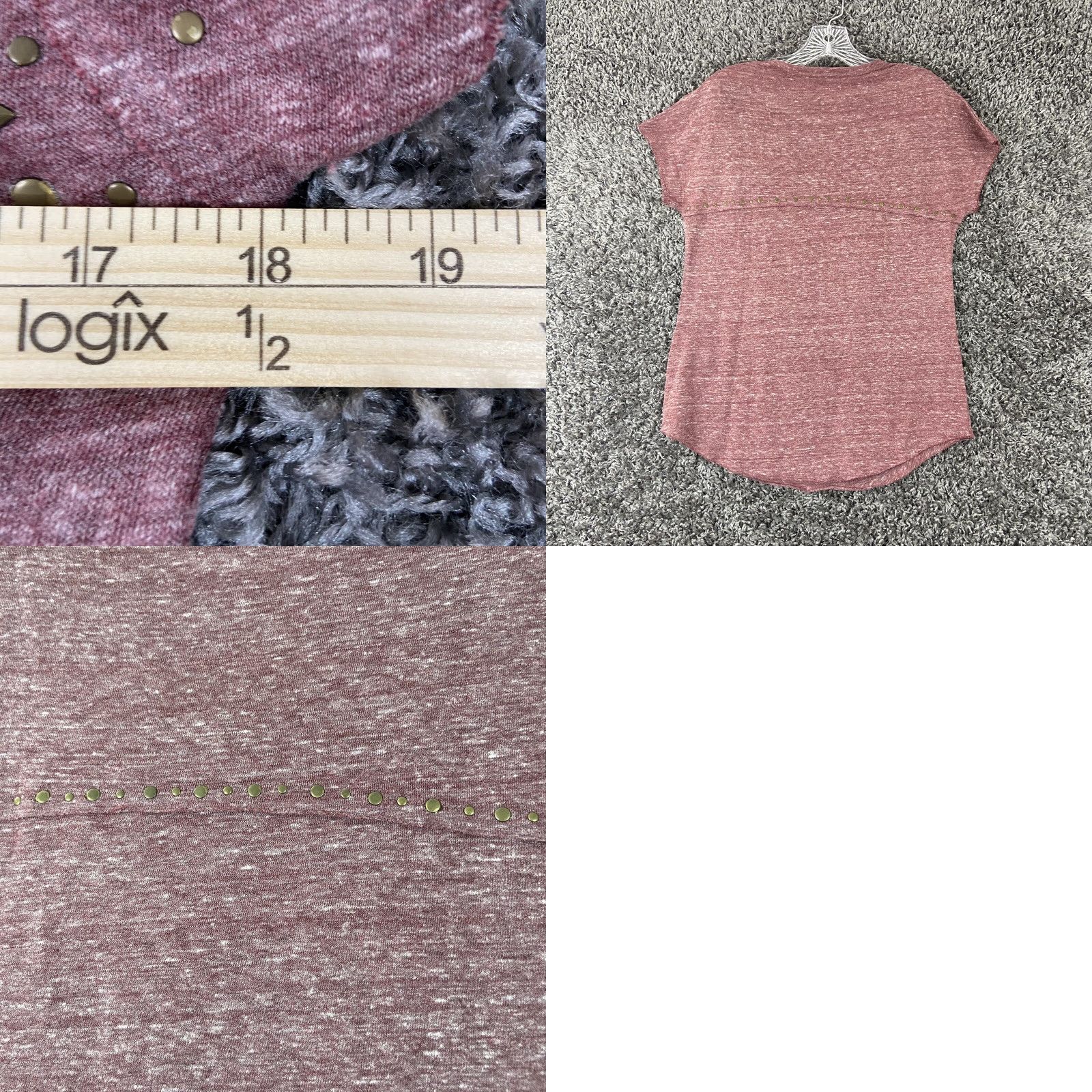 Lucky Brand Lucky Brand Blouse Women Short Sleeve S Red Studded Womens Size S / US 4 / IT 40 - 8 Thumbnail