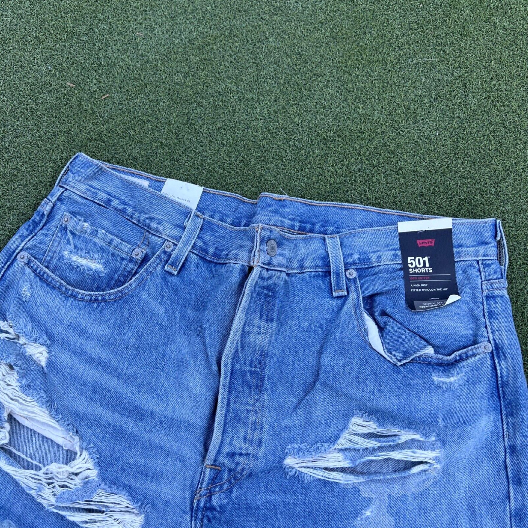 Levi's Levis 501 Shorts Womens 34 Cut Off Denim High Rise Button Fly Distressed New Size 24" / US 00 / IT 34 - 6 Thumbnail