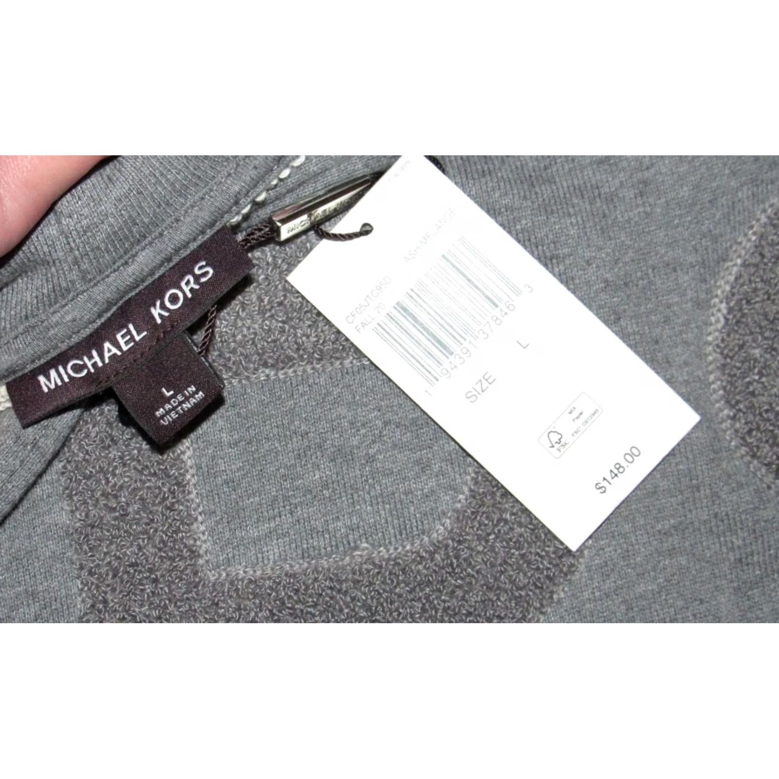 Michael Kors VINTAGE MICHAEL KORS Grey Ash Melange Cotton Hoodie Sweater Large NWT Size US L / EU 52-54 / 3 - 3 Thumbnail