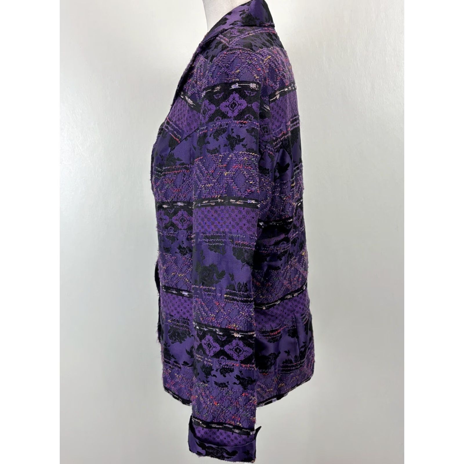 Coldwater Creek Coldwater Creek Embroidered Blazer Jacket M Purple Black Textured Western Vibes Size M / US 6-8 / IT 42-44 - 2 Thumbnail