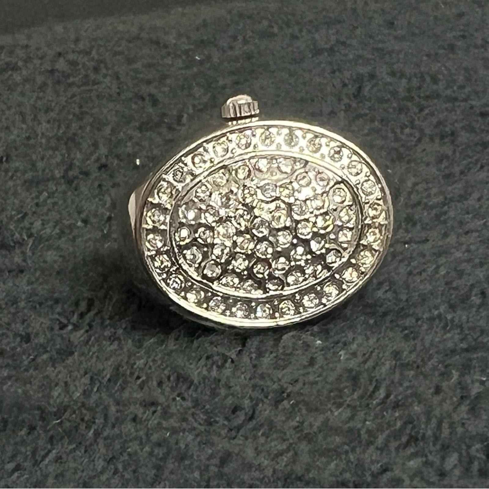 Vintage Accutime Ring Watch Zirconia Rhinestone Bezel Not Running Size ONE SIZE - 1 Thumbnail
