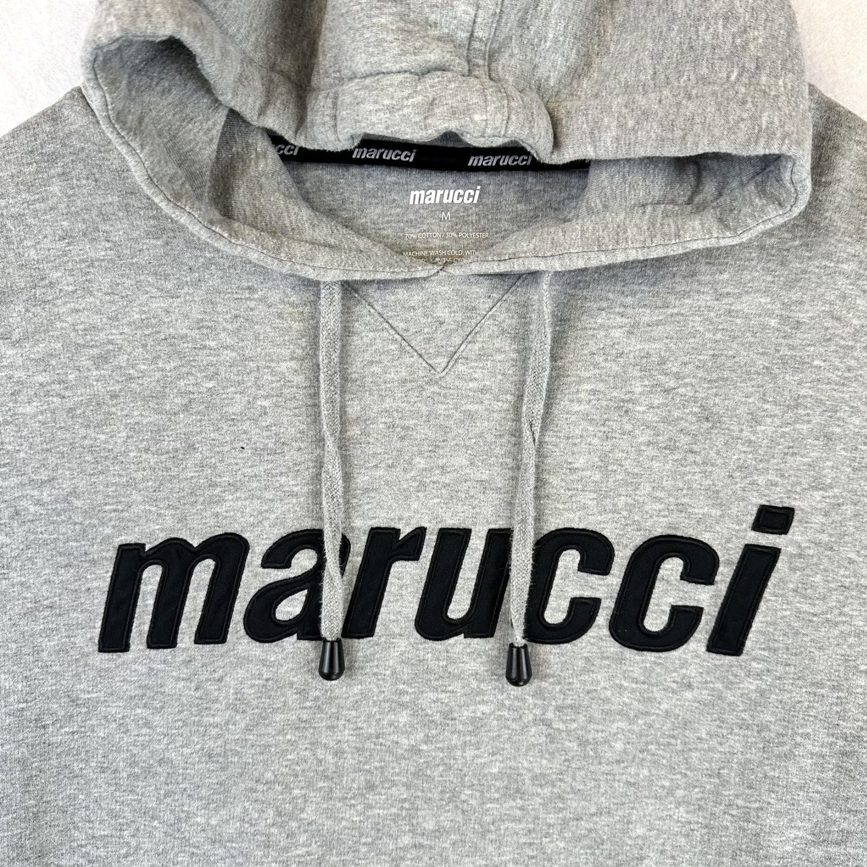 Vintage Marucci Hoodie Mens Medium Gray Pullover Kangaroo Pocket Logo Applique Athletic Size US M / EU 48-50 / 2 - 4 Thumbnail