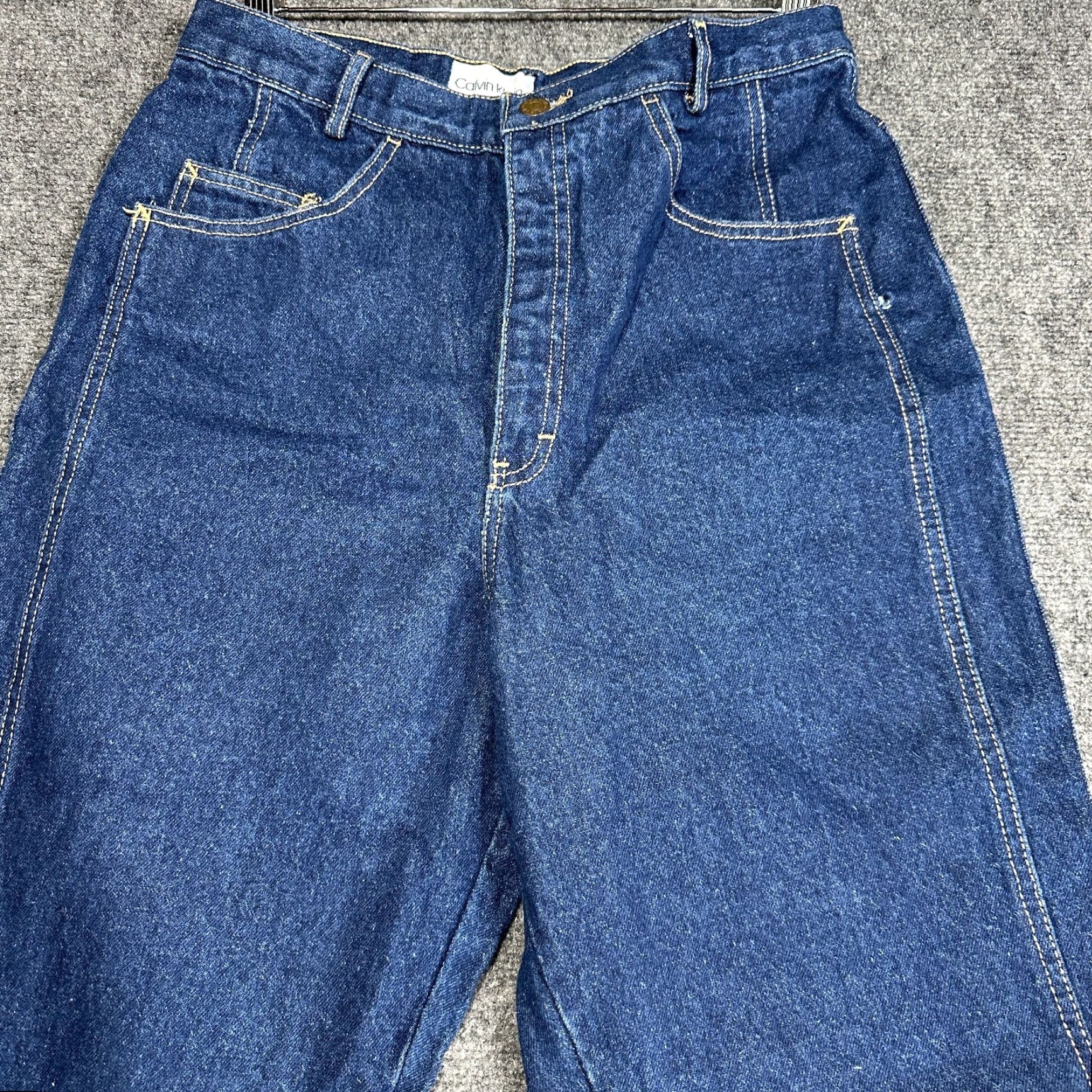 Calvin Klein Calvin Klein Jeans Womens 14 High Rise Mom Jean Tapered Leg Blue Cotton Blend 5-Pocket Denim Buttons Zipper Pockets Size 36" / US 14 / IT 50 - 3 Thumbnail