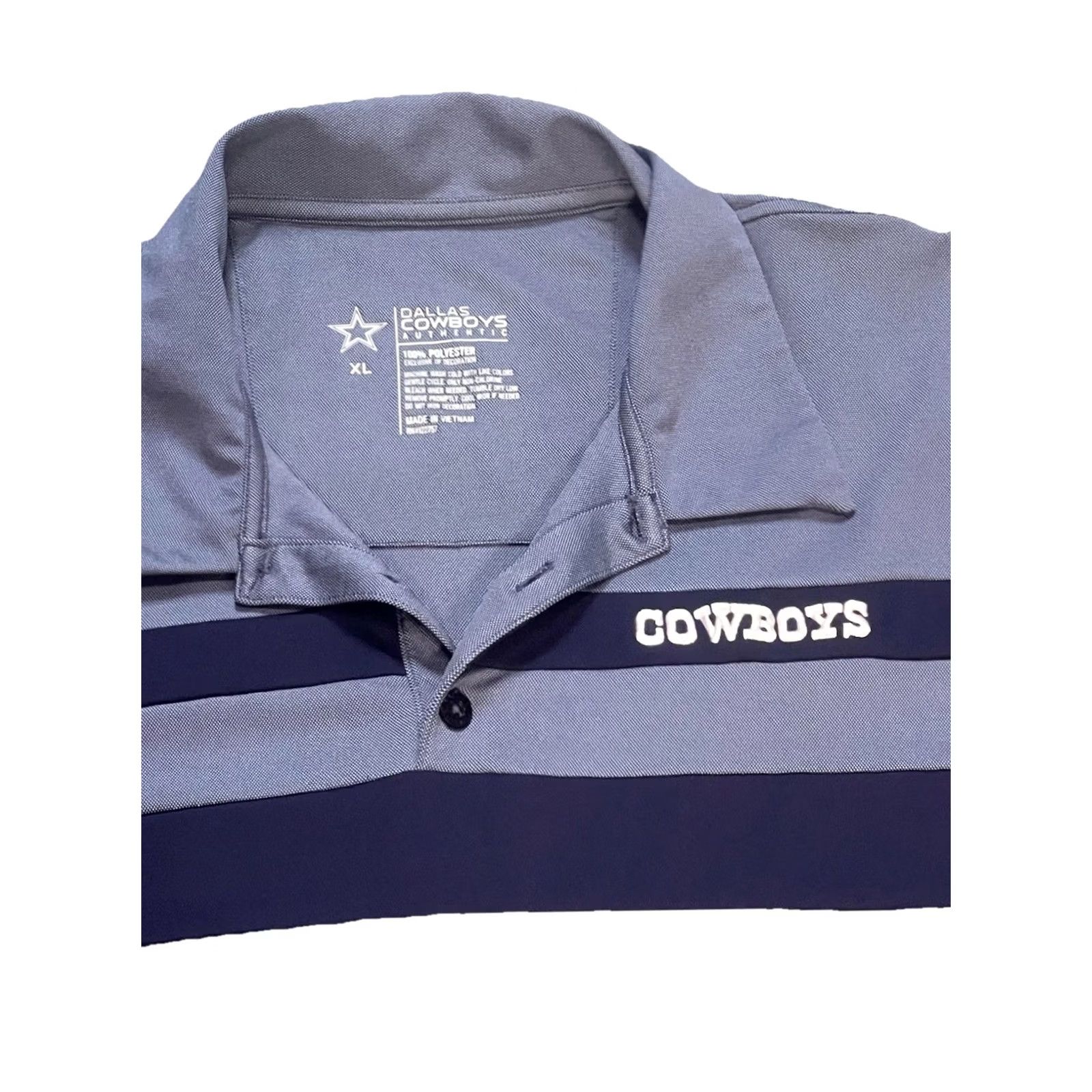 NFL Dallas Cowboys NFL Polo Shirt Mens XL Gray Striped Performance Football Golf Size US XL / EU 56 / 4 - 3 Thumbnail
