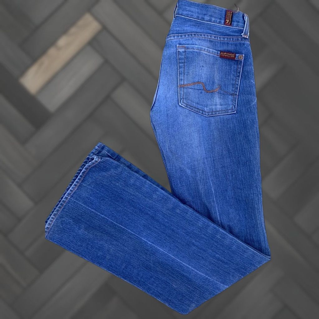 7 For All Mankind VINTAGE 7 For All Mankind Bootcut Jeans Made In USA 100% Cotton Size 26 Women Blue Denim Distressed Size 26" / US 2 / IT 38 - 1 Thumbnail