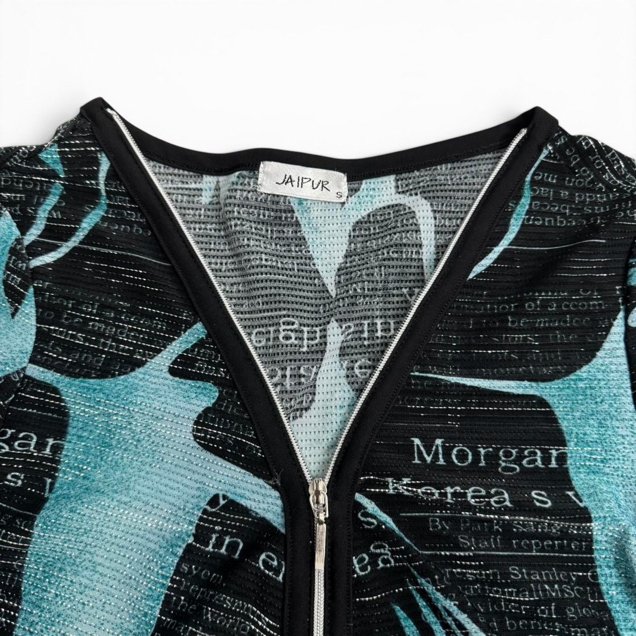 Other Jaipur Y2K Cyber Punk Blue & Black Graphic Double Zip Jacket Size S / US 4 / IT 40 - 2 Thumbnail