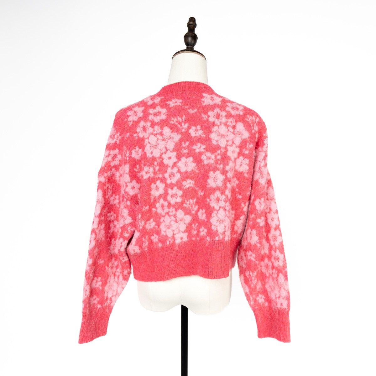 Zara Zara Womens Pink Floral Crop Sweater Knit Jumper Soft Cozy Size M / US 6-8 / IT 42-44 - 2 Thumbnail