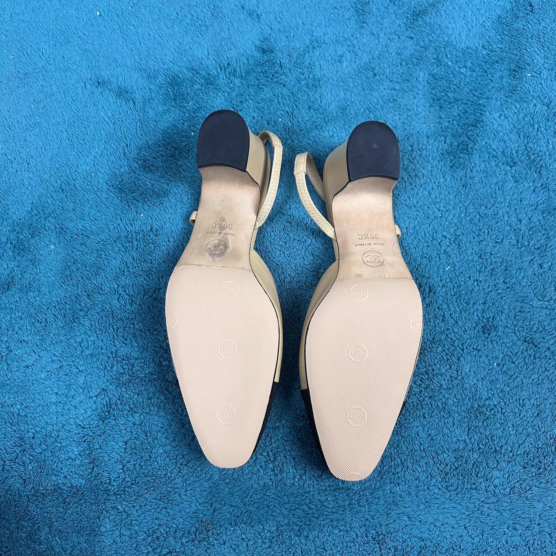 Chanel Chanel Beige Back-Tie Chunky Heel Pumps 36.5 New Size US 6 / IT 36 - 5 Thumbnail