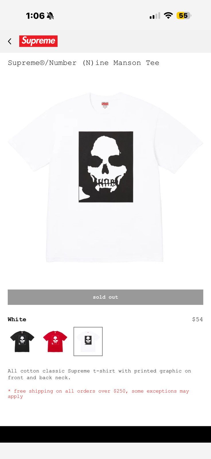 Number (N)ine × Supreme Supreme Number Nine Manson Tee | Grailed