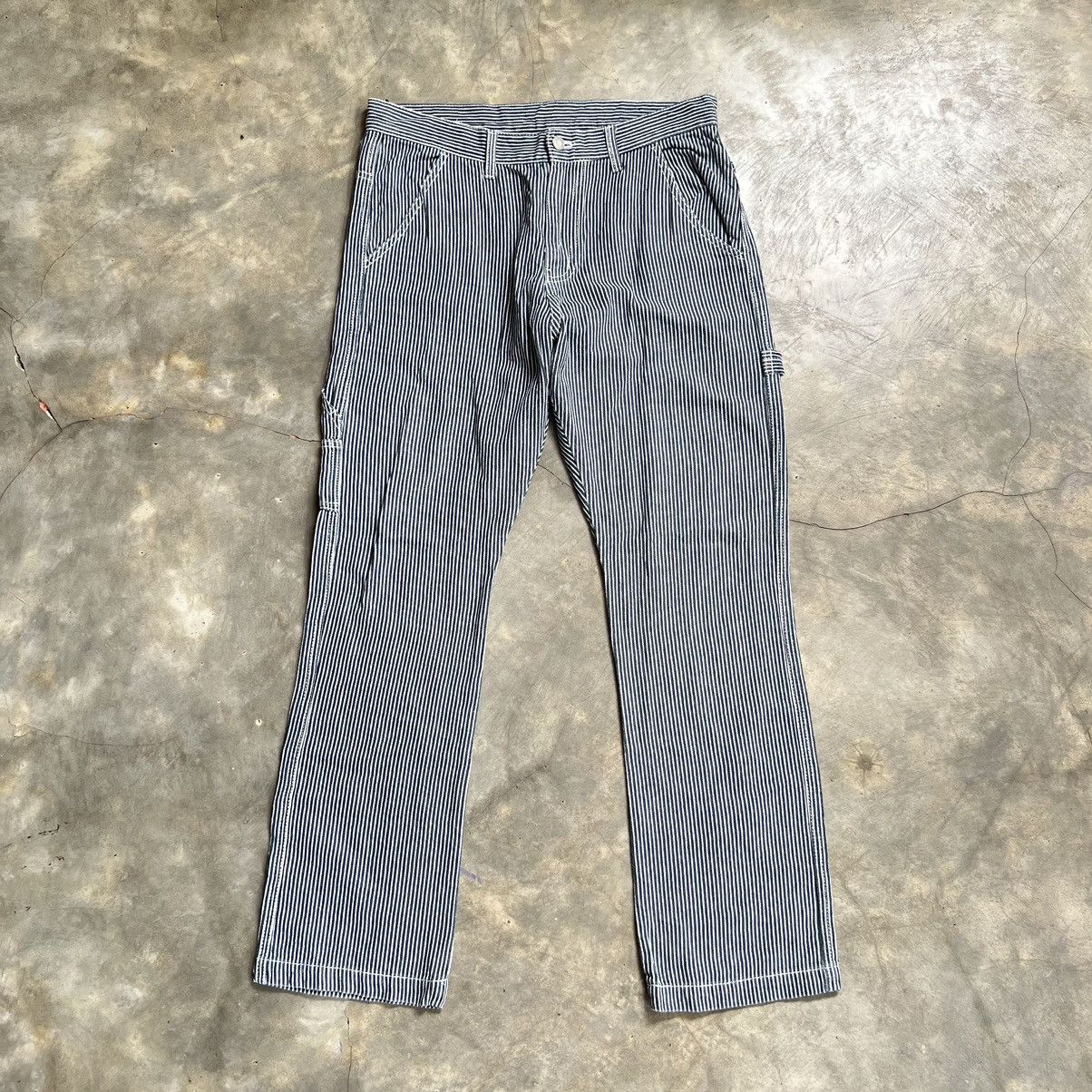 Japanese Brand 2000s Hickory Stripe Sugar Cane Style Carpenter Pants Size US 33 - 2 Thumbnail