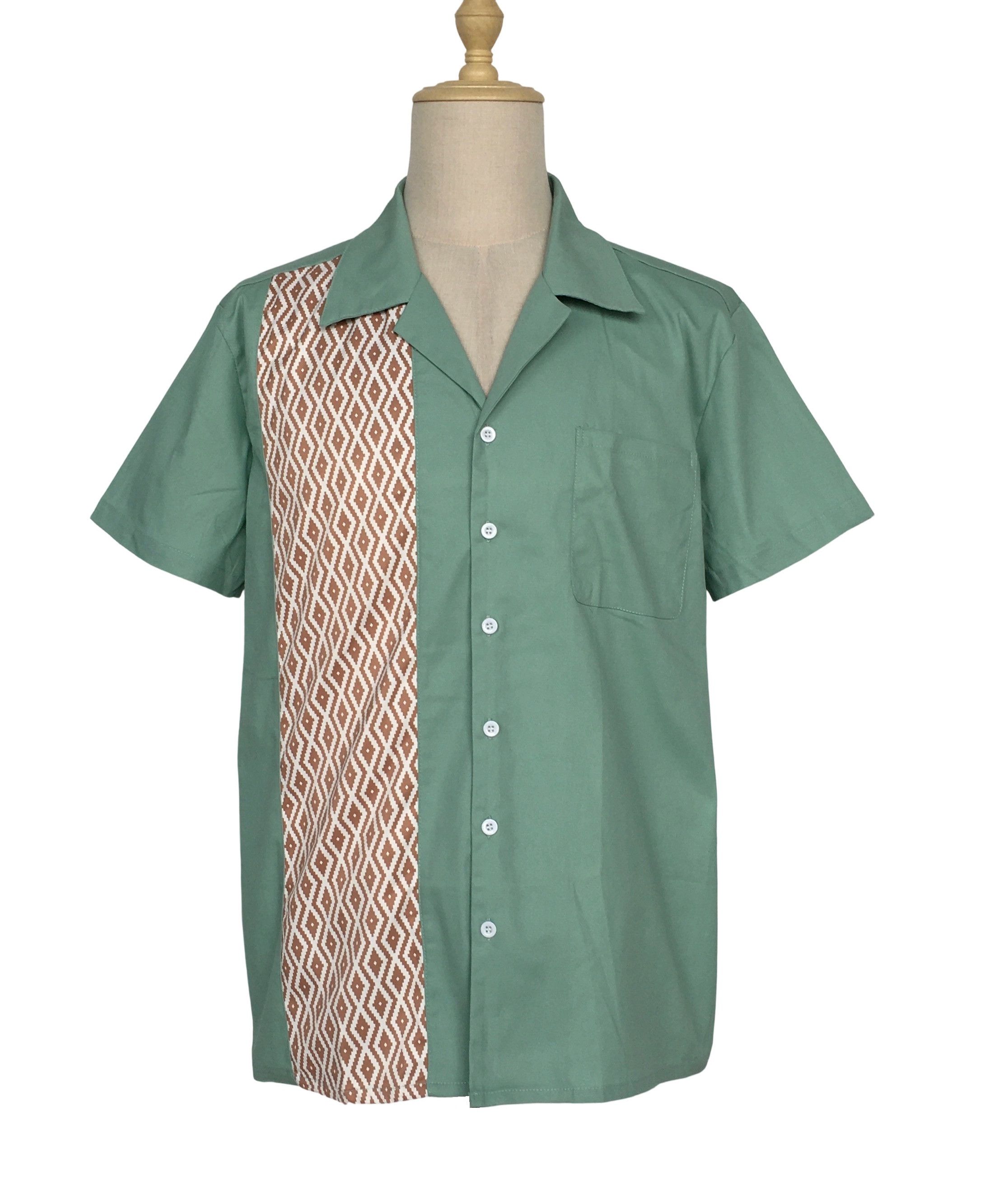 Other Mint Green Bowling Shirts Diamond Pattern Vintage Style Size US XXL / EU 58 / 5 - 1 Thumbnail