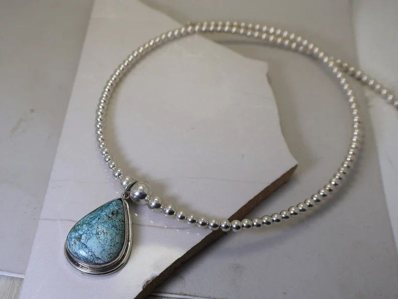 Handmade Turquoise Necklace, Handmade 925 Sterling Silver Necklace Size ONE SIZE - 5 Thumbnail