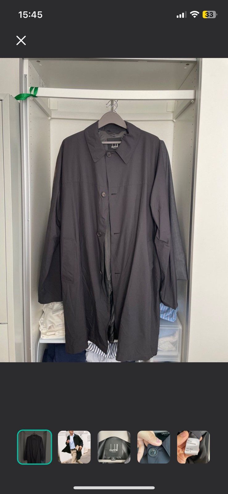 dunhill 100% Silk Car Coat Made in Portugal